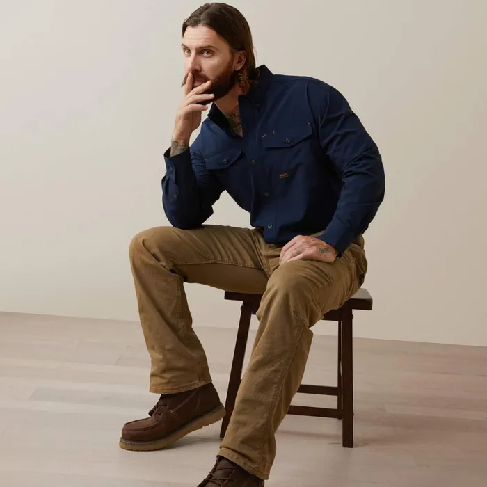 Rebar Made Tough VentTEK DuraStretch Work Shirt Navy Men Ariat Button Down Shirts Rebar Made Tough VentTEK DuraStretch Work Shirt Navy Men Ariat Button Down Shirts