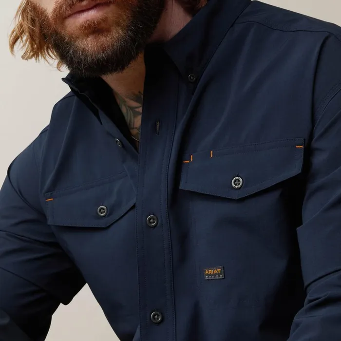 Rebar Made Tough VentTEK DuraStretch Work Shirt Navy Men Ariat Button Down Shirts Rebar Made Tough VentTEK DuraStretch Work Shirt Navy Men Ariat Button Down Shirts