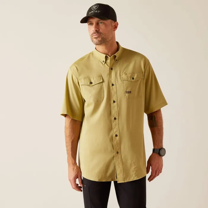 Rebar Made Tough VentTEK DuraStretch Work Shirt Peatmoss Heather Men Ariat Button Down Shirts