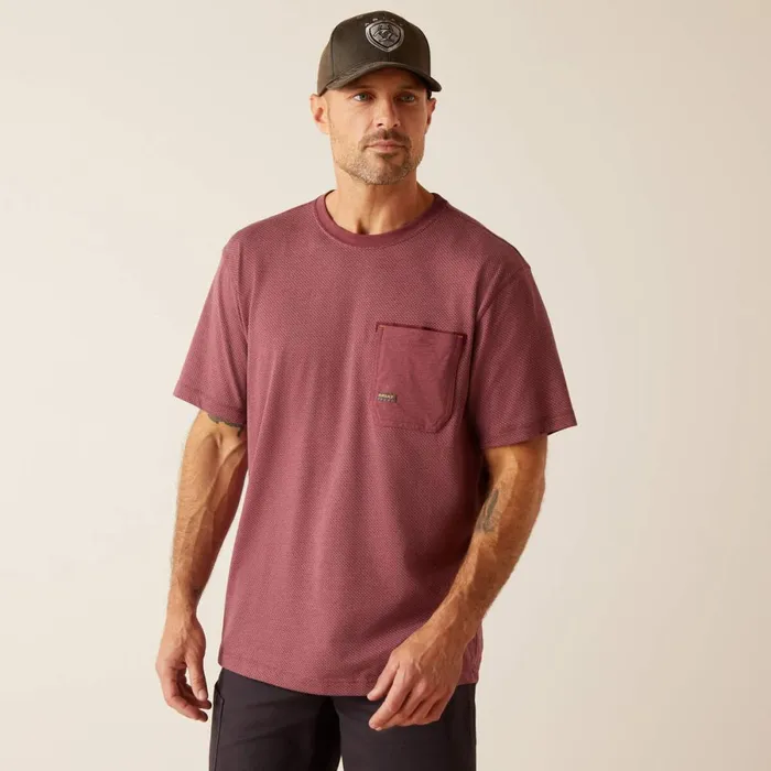 Rebar Workman 360 AirFlow Burgundy Heather Men Ariat TShirts and Polos