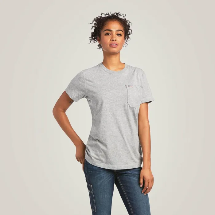 Rebar Workman Graphic Ariat Logo TShirt Heather Grey Women Ariat TShirts and Tops