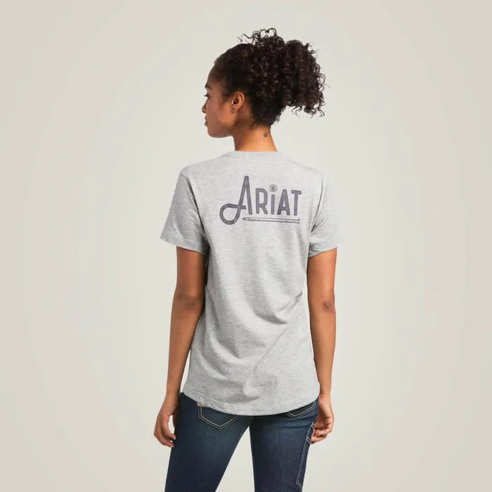 Rebar Workman Graphic Ariat Logo TShirt Heather Grey Women Ariat TShirts and Tops