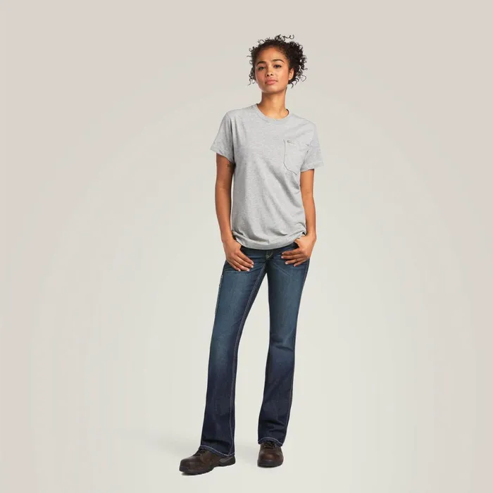 Rebar Workman Graphic Ariat Logo TShirt Heather Grey Women Ariat TShirts and Tops