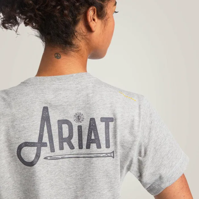 Rebar Workman Graphic Ariat Logo TShirt Heather Grey Women Ariat TShirts and Tops