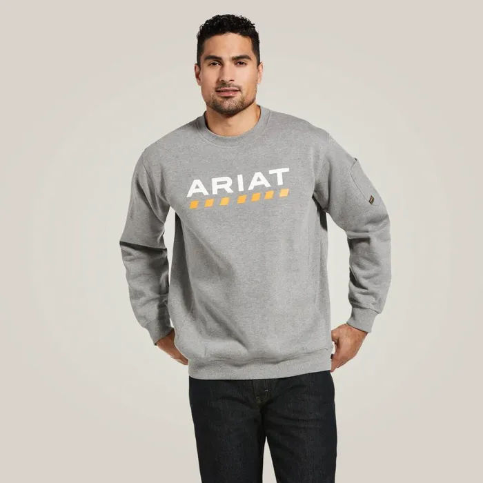 Rebar Workman Logo Sweatshirt Heather Grey Men Ariat Workwear