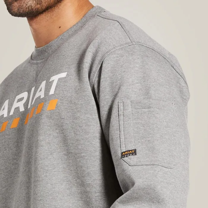 Rebar Workman Logo Sweatshirt Heather Grey Men Ariat Workwear