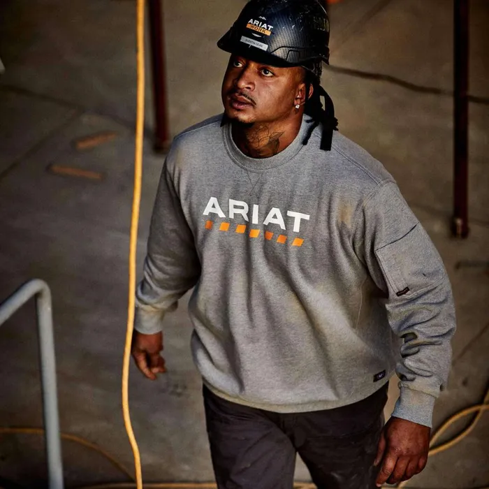 Rebar Workman Logo Sweatshirt Heather Grey Men Ariat Workwear