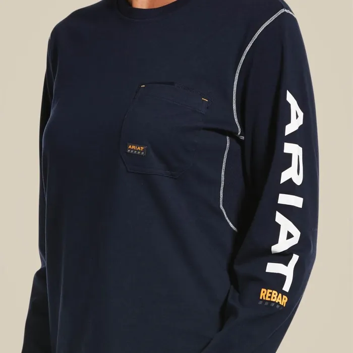 Rebar Workman Logo TShirt Navy Women Ariat TShirts and Tops