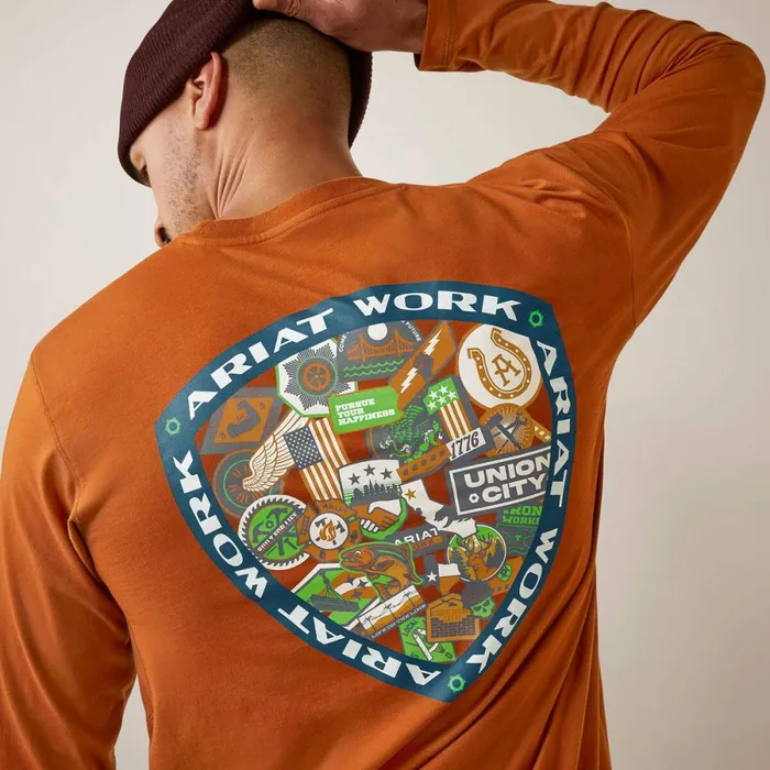 Rebar Workman Patches Carmel Cafe Men Ariat TShirts and Polos Rebar Workman Patches Carmel Cafe Men Ariat TShirts and Polos
