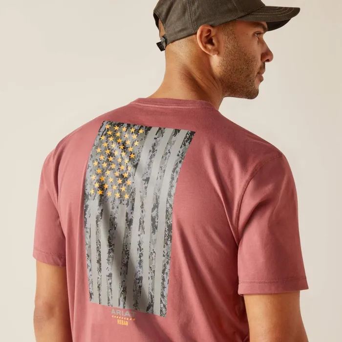 Rebar Workman Reflective Flag TShirt Roan Rouge Men Ariat TShirts and Polos Rebar Workman Reflective Flag TShirt Roan Rouge Men Ariat TShirts and Polos