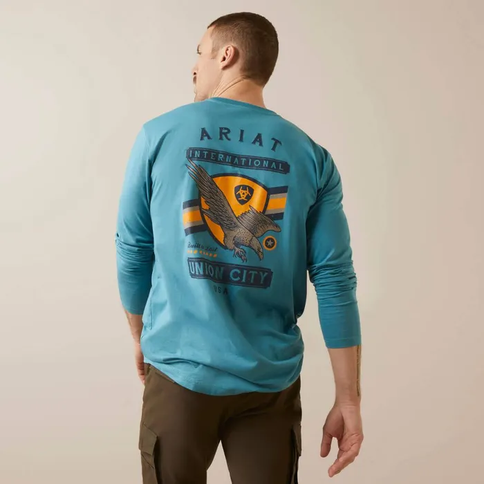 Rebar Workman Union Eagle Storm Blue Men Ariat TShirts and Polos