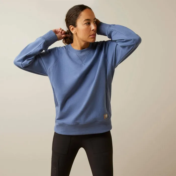 Rebar Workman Washed Fleece Sweatshirt Bjou Blue Heather Women Ariat Sweatshirts and Hoodies