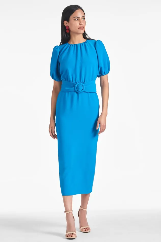 Rebecca Dress 8211 Azure Women Sachin and Babi Short Sleeve