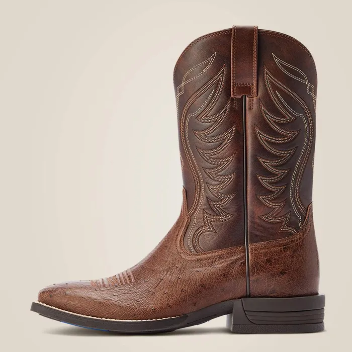 Reckoning Western Boot Dark Tabac Smooth Quill Ostric Men Ariat Western Boots