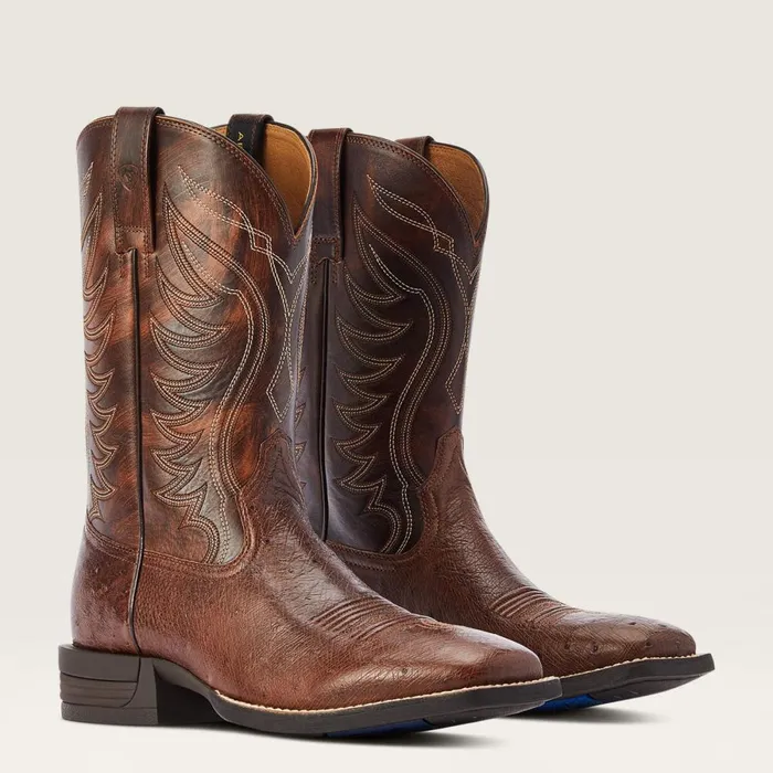 Reckoning Western Boot Dark Tabac Smooth Quill Ostric Men Ariat Western Boots