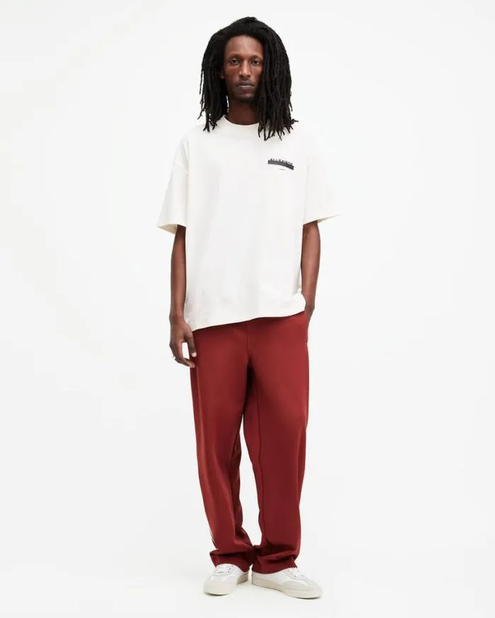 Redact Oversized Embroidered Logo TShirt Ashen White Men AllSaints TShirts