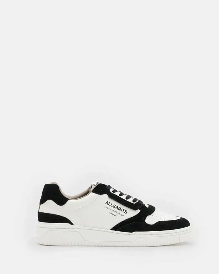 Regan Leather Low Top Sneakers Whiteblack Men AllSaints Shoes and Boots