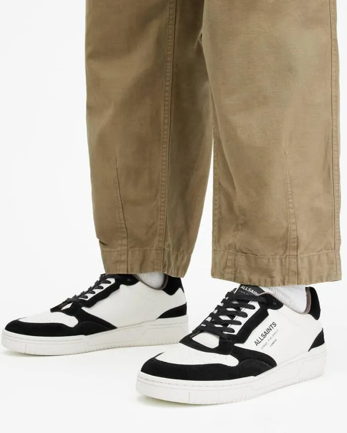 Regan Leather Low Top Sneakers Whiteblack Men AllSaints Shoes and Boots