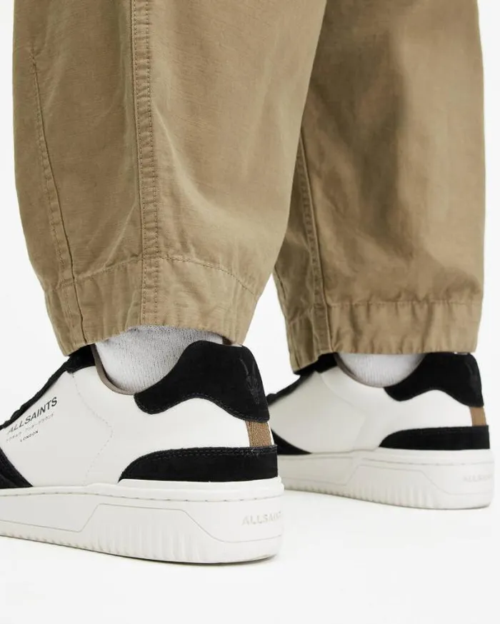 Regan Leather Low Top Sneakers Whiteblack Men AllSaints Shoes and Boots