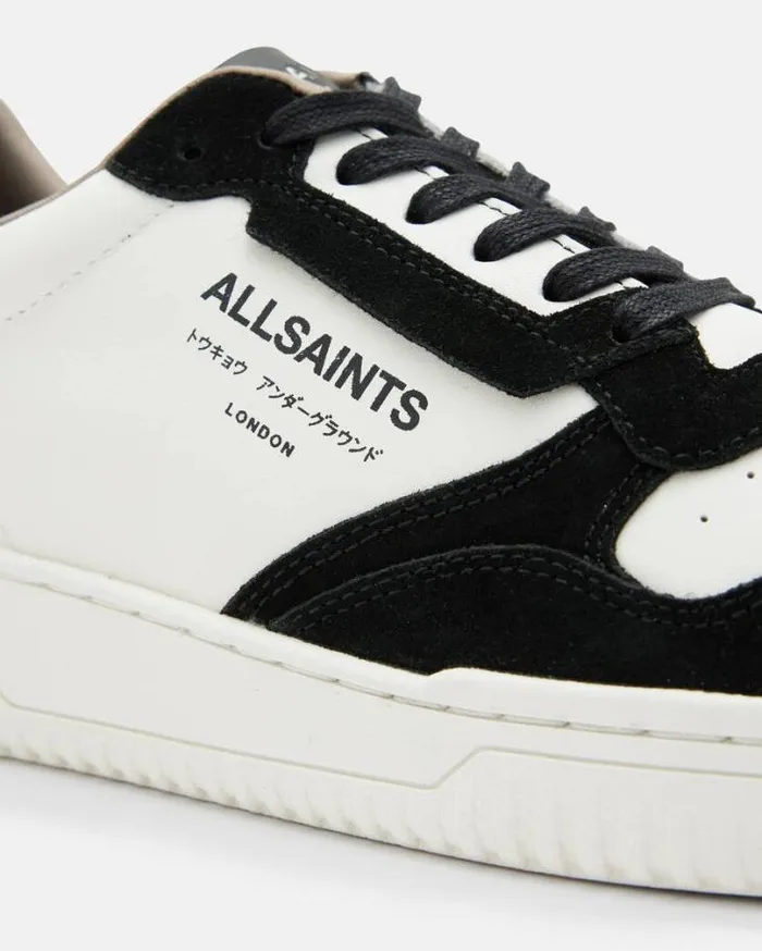 Regan Leather Low Top Sneakers Whiteblack Men AllSaints Shoes and Boots