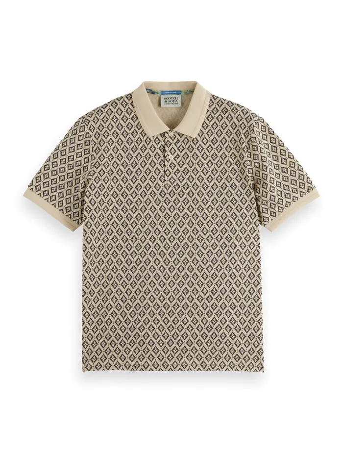Regular Fit Mini All Over Print Polo Parchment Geo Flower Men Scotch and Soda TShirts and Polo Shirts Regular Fit Mini All Over Print Polo Parchment Geo Flower Men Scotch and Soda TShirts and Polo Shirts