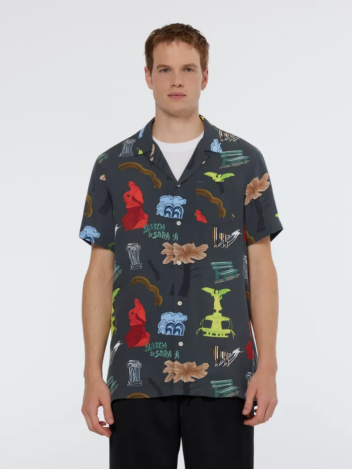 Regular Fit Short Sleeve AOP Viscose Shirt Park Green Aop Men Scotch and Soda TShirts and Polo Shirts Regular Fit Short Sleeve AOP Viscose Shirt Park Green Aop Men Scotch and Soda TShirts and Polo Shirts