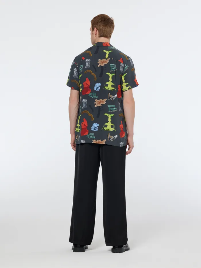 Regular Fit Short Sleeve AOP Viscose Shirt Park Green Aop Men Scotch and Soda TShirts and Polo Shirts Regular Fit Short Sleeve AOP Viscose Shirt Park Green Aop Men Scotch and Soda TShirts and Polo Shirts