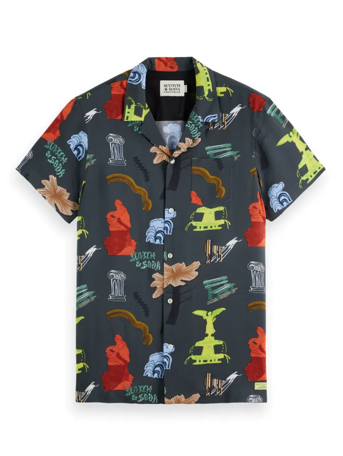 Regular Fit Short Sleeve AOP Viscose Shirt Park Green Aop Men Scotch and Soda TShirts and Polo Shirts Regular Fit Short Sleeve AOP Viscose Shirt Park Green Aop Men Scotch and Soda TShirts and Polo Shirts