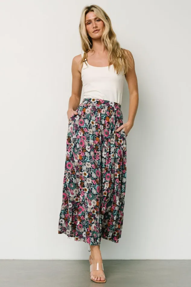 Reilly Maxi Skirt Navy Flower Print Women Baltic Born Maxi Dresses