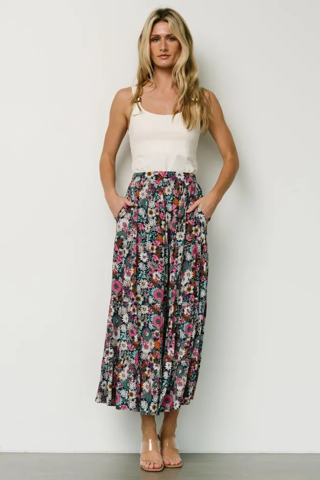 Reilly Maxi Skirt Navy Flower Print Women Baltic Born Maxi Dresses