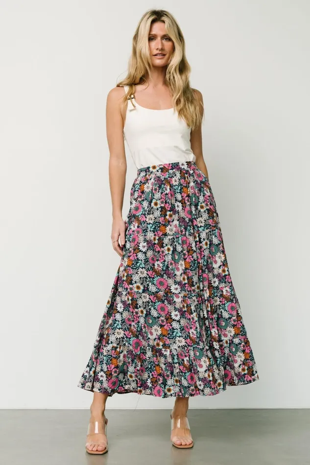 Reilly Maxi Skirt Navy Flower Print Women Baltic Born Maxi Dresses