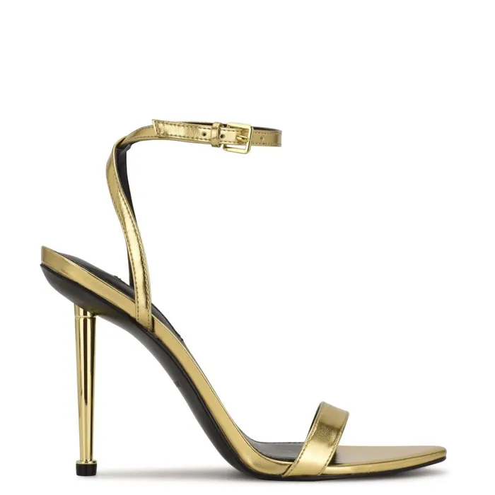 Reina Ankle Strap Sandals Gold Women Nine West Dress