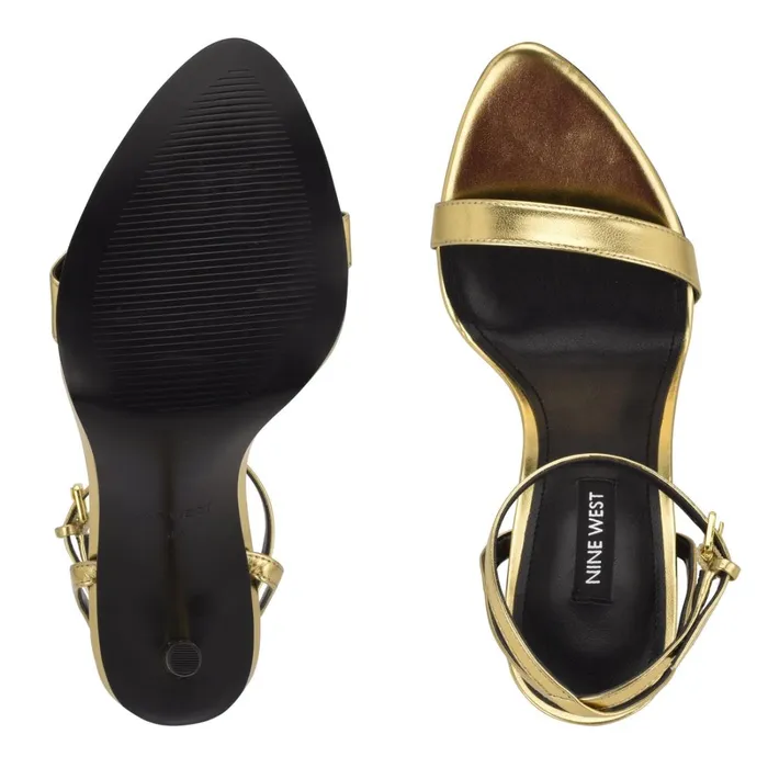 Reina Ankle Strap Sandals Gold Women Nine West Dress Reina Ankle Strap Sandals Gold Women Nine West Dress