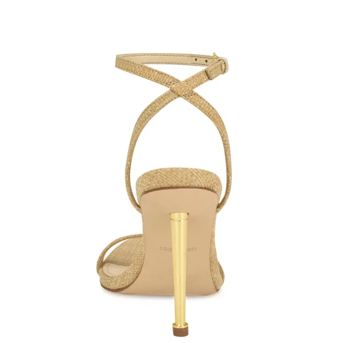 Reina Ankle Strap Sandals Natural Raffia Women Nine West Heeled Reina Ankle Strap Sandals Natural Raffia Women Nine West Heeled