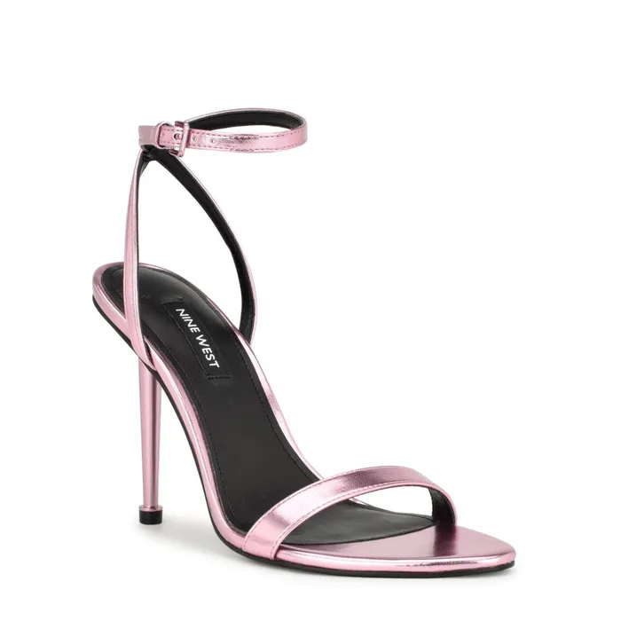 Reina Ankle Strap Sandals Pink Women Nine West Heeled