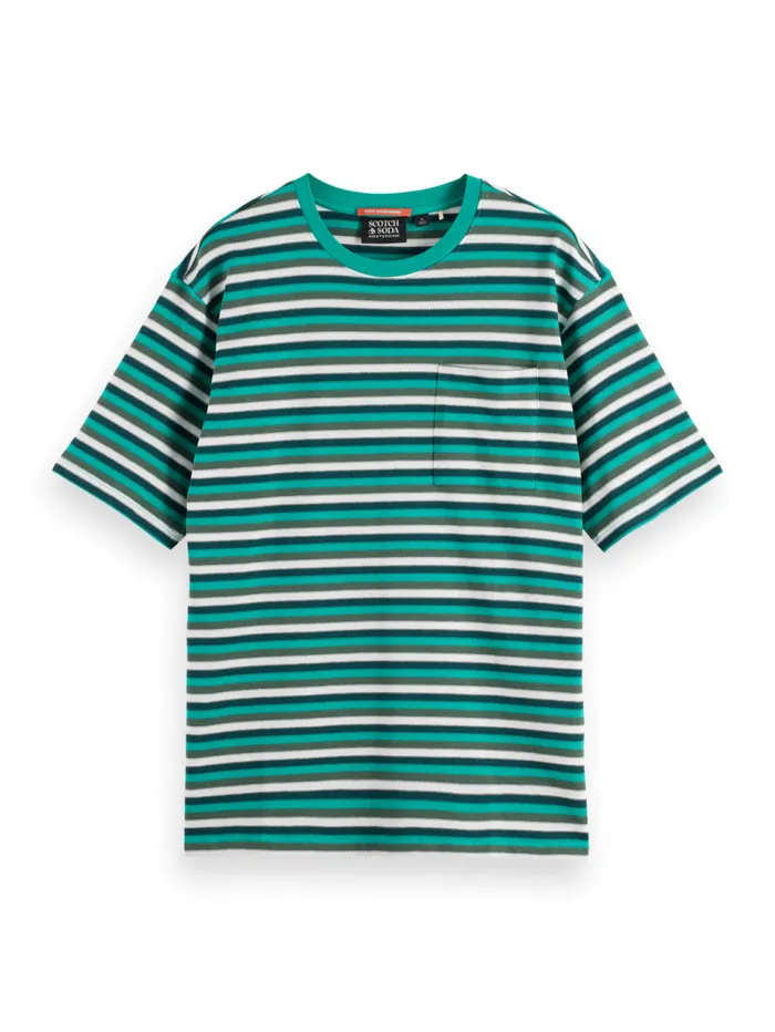 RELAXED FIT STRUCTURE STRIPE TSHIRT Green White Multi Stripe Men Scotch and Soda TShirts and Polo Shirts RELAXED FIT STRUCTURE STRIPE TSHIRT Green White Multi Stripe Men Scotch and Soda TShirts and Polo Shirts