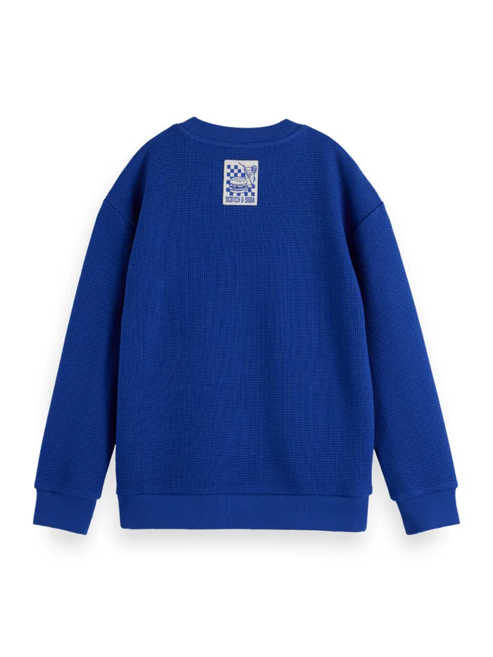 RELAXEDFIT STRUCTURED CREWNECK SWEAT Road Trip Blue Kids Scotch and Soda Sweatshirts and Hoodies RELAXEDFIT STRUCTURED CREWNECK SWEAT Road Trip Blue Kids Scotch and Soda Sweatshirts and Hoodies