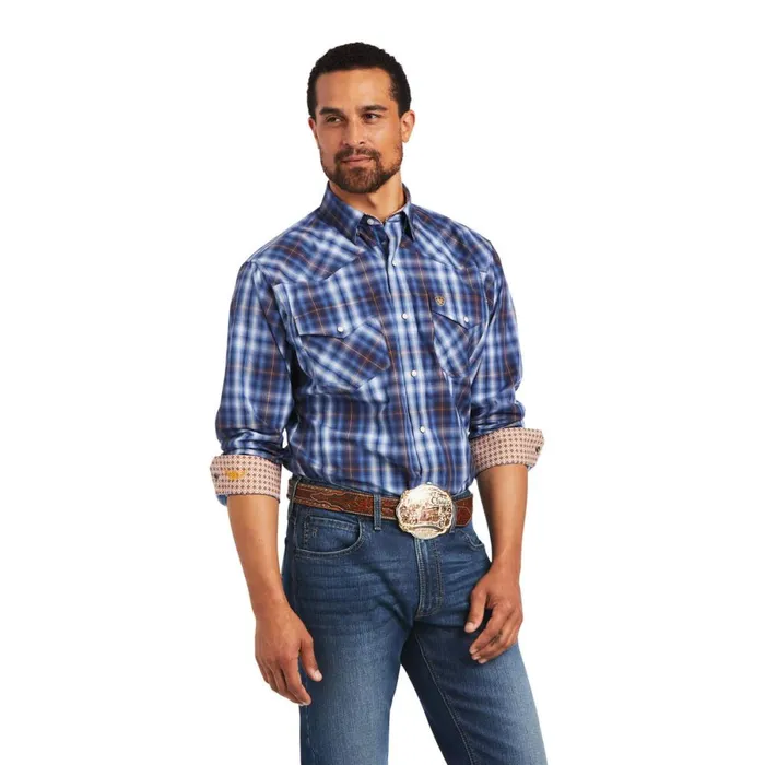 Relentless Inexorable Stretch Classic Fit Snap Shirt Blue Frond Men Ariat Button Down Shirts
