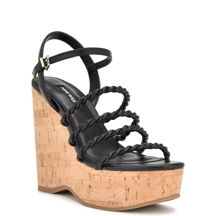 Renest Ankle Strap Wedge Sandals Black Women Nine West Wedges Renest Ankle Strap Wedge Sandals Black Women Nine West Wedges