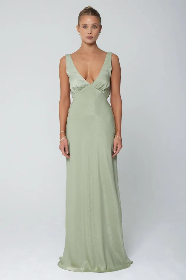 RESA Bridesmaids Violet Maxi In Sage 8211 Women
