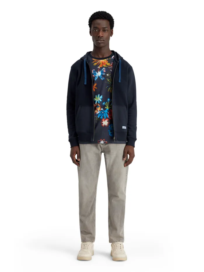 Reverse Terry Zip Through Hoodie Night Men Scotch and Soda Sweatshirts and Hoodies