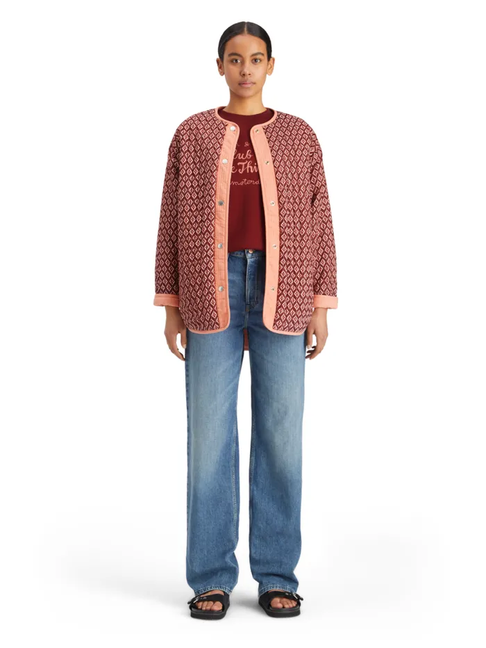 Reversible Blockprint Liner Jacket Geo Flower Bordeaux Women Scotch and Soda Jackets and Coats Reversible Blockprint Liner Jacket Geo Flower Bordeaux Women Scotch and Soda Jackets and Coats
