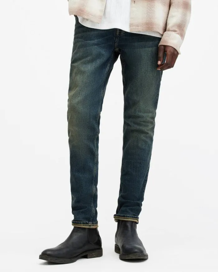 Rex Slim Fit Stretch Denim Jeans Tinted Indigo Men AllSaints Pants