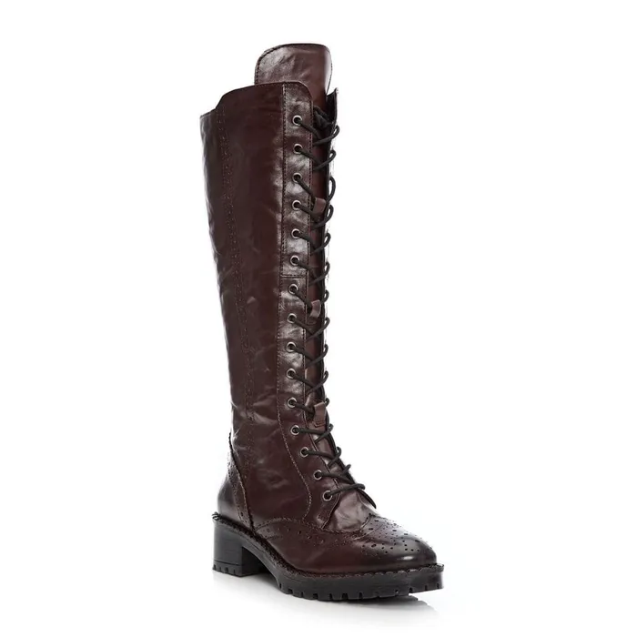 Riding And Flat Boots Women Moda In Pelle Liberto Burgundy Leather