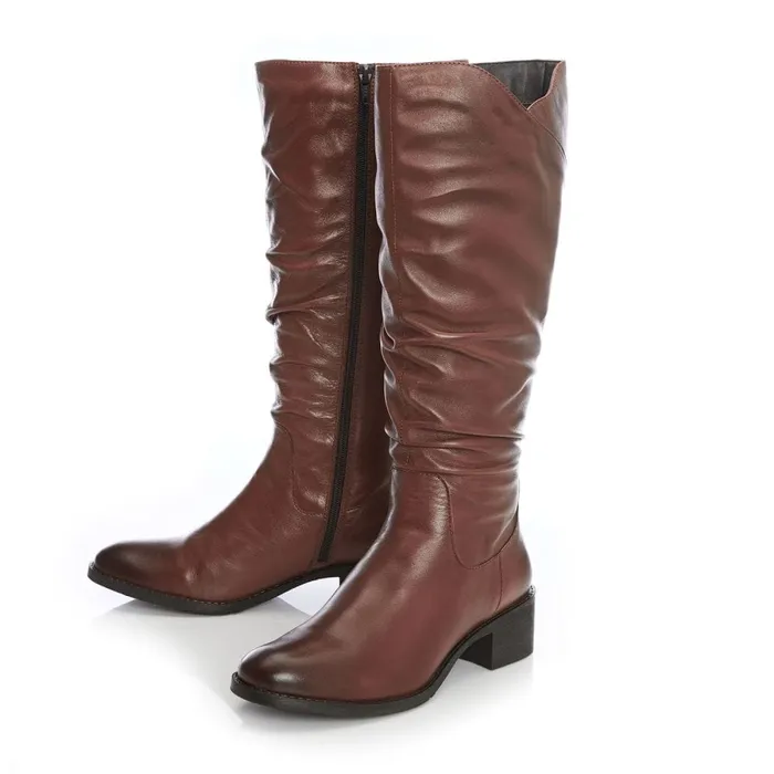 Riding And Flat Boots Women Moda In Pelle Luche Tan Leather