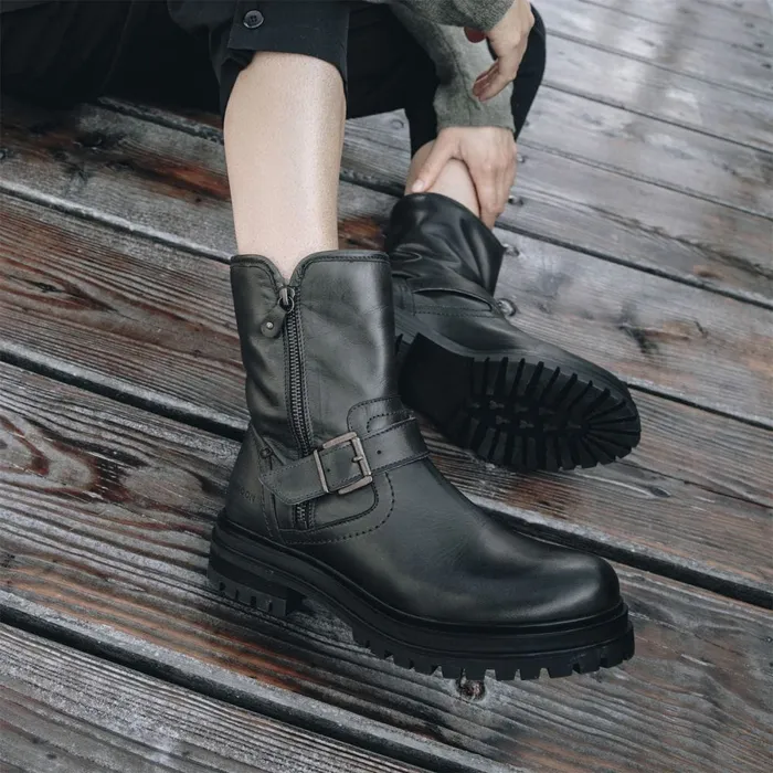 Riding And Flat Boots Women Moda In Pelle Shoon Sh Infell Olive Leather