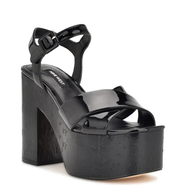 Rilay Platform Sandals Black Patent Women Nine West Sandals Rilay Platform Sandals Black Patent Women Nine West Sandals