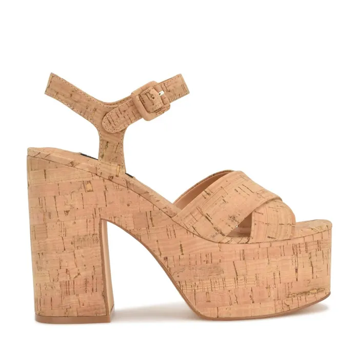 Rilay Platform Sandals Natural Cork Women Nine West High Heels