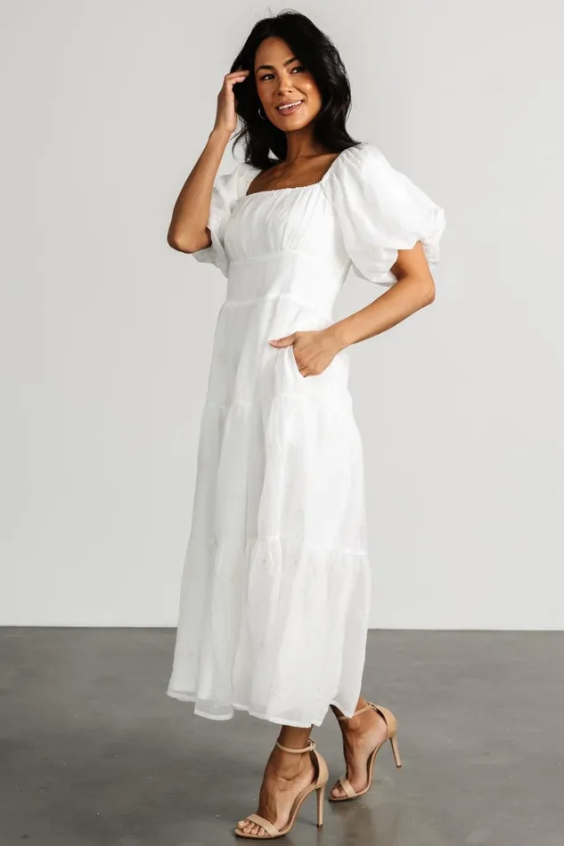 Rina Embroidered Shimmer Dress Off White Women Baltic Born Bridal Rina Embroidered Shimmer Dress Off White Women Baltic Born Bridal