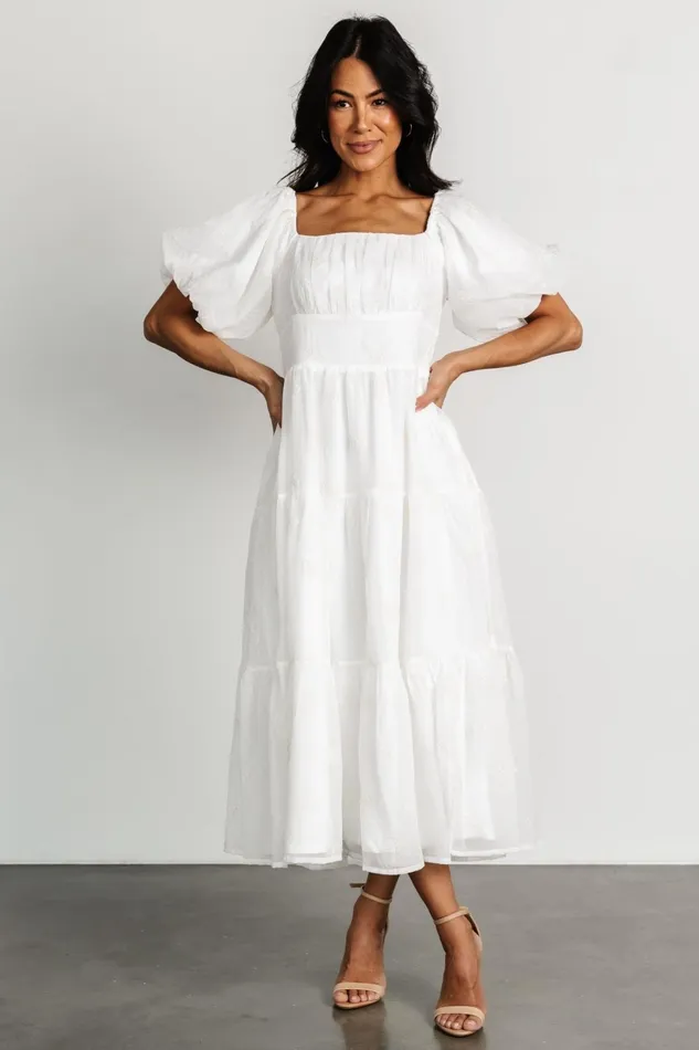Rina Embroidered Shimmer Dress Off White Women Baltic Born Bridal Rina Embroidered Shimmer Dress Off White Women Baltic Born Bridal